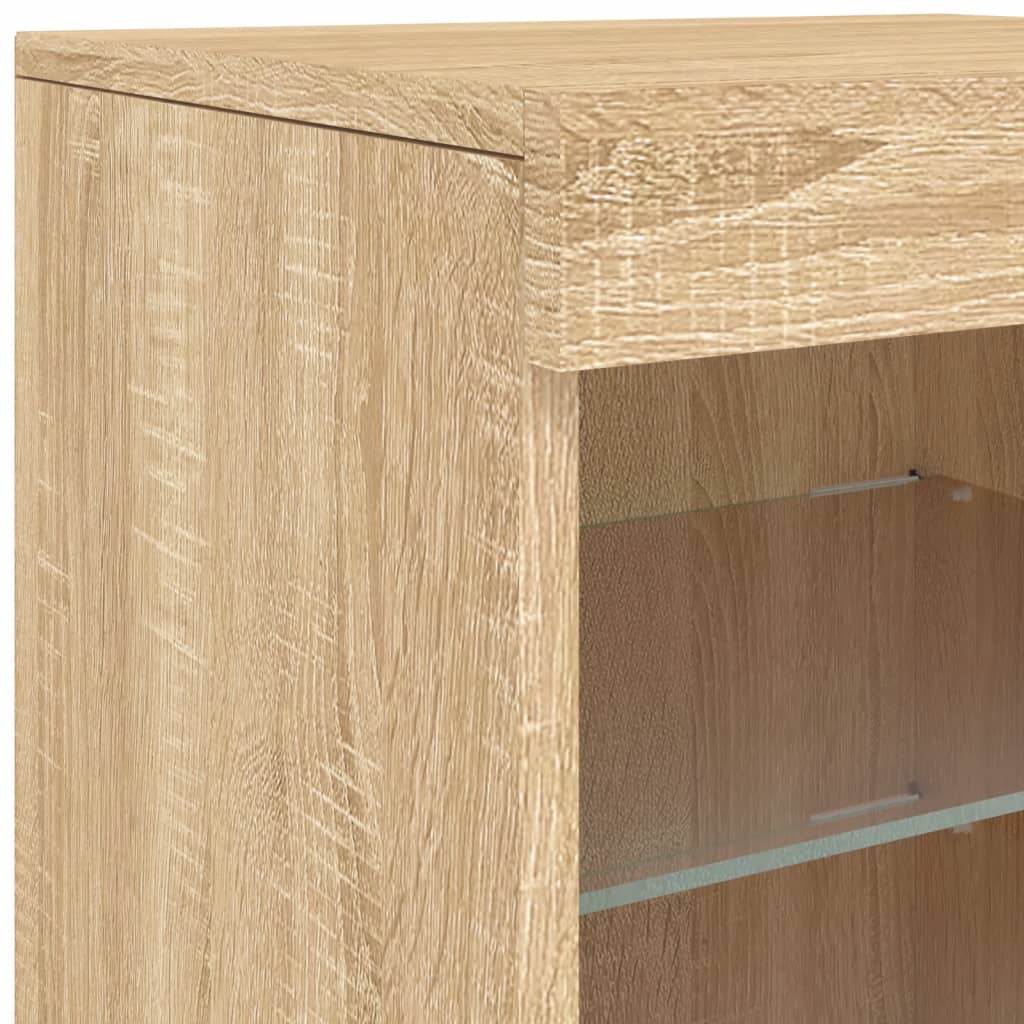 Dressoir met LED-verlichting 123x37x67 cm eikenkleurig