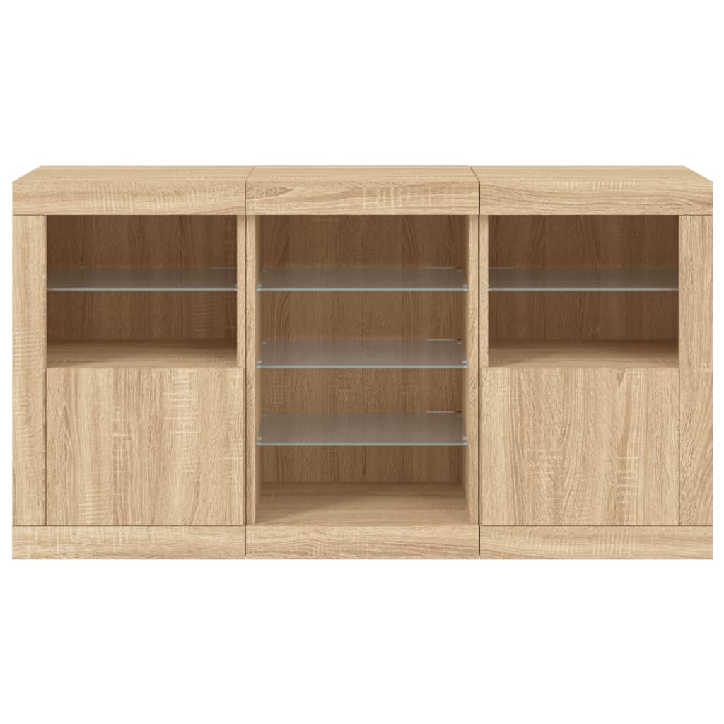 Buffet avec éclairage LED 123x37x67 cm couleur chêne sonoma