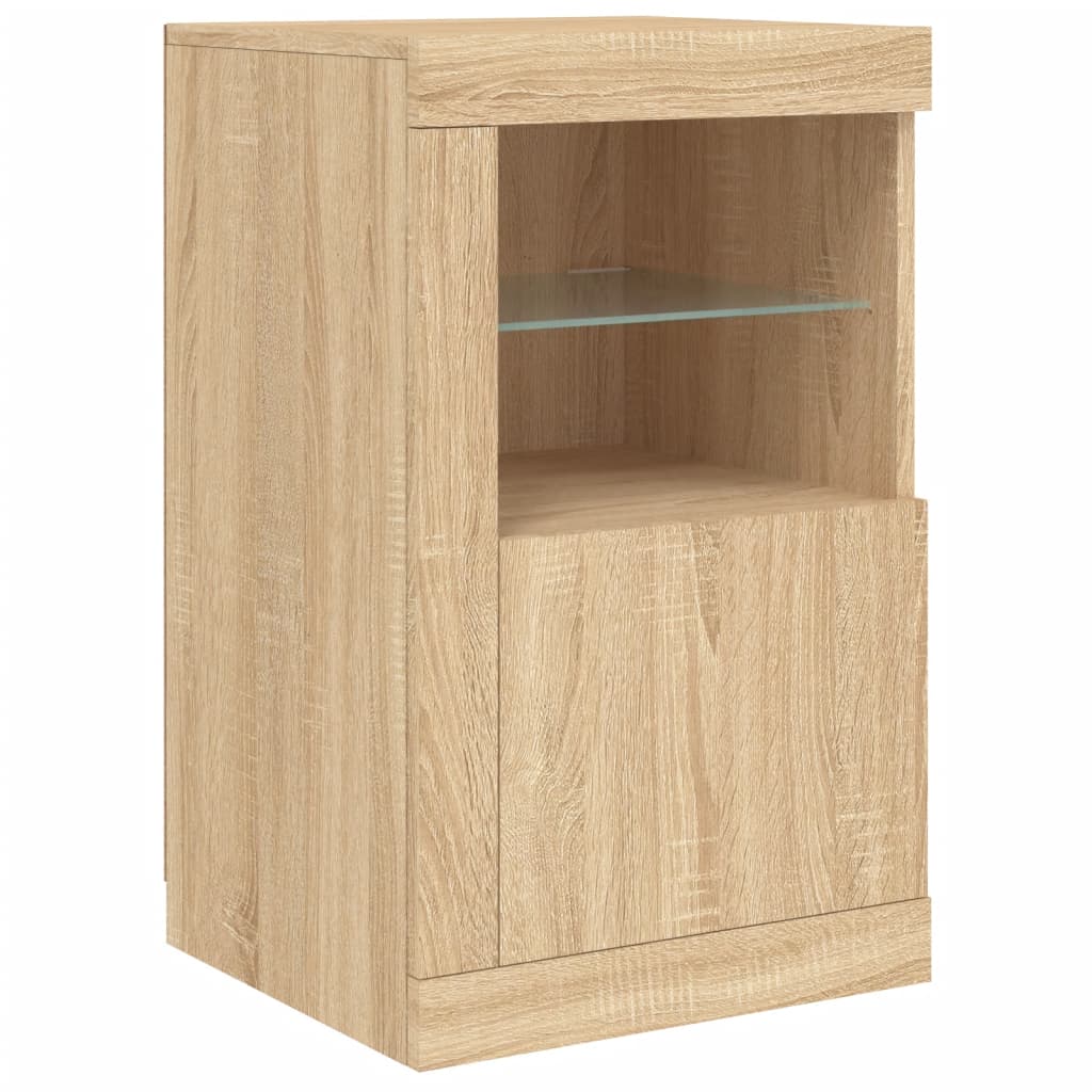 Buffet avec éclairage LED 123x37x67 cm couleur chêne sonoma