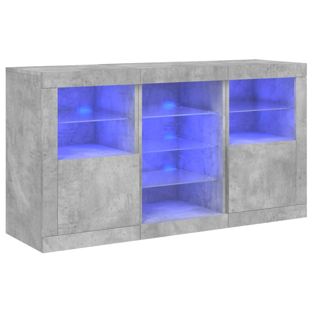 Buffet avec éclairage LED 123x37x67 cm couleur chêne sonoma