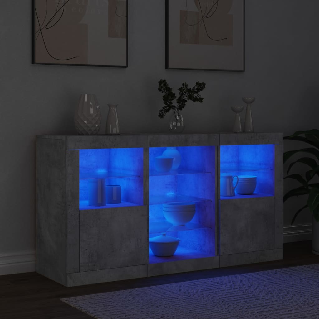 Buffet avec éclairage LED 123x37x67 cm couleur chêne