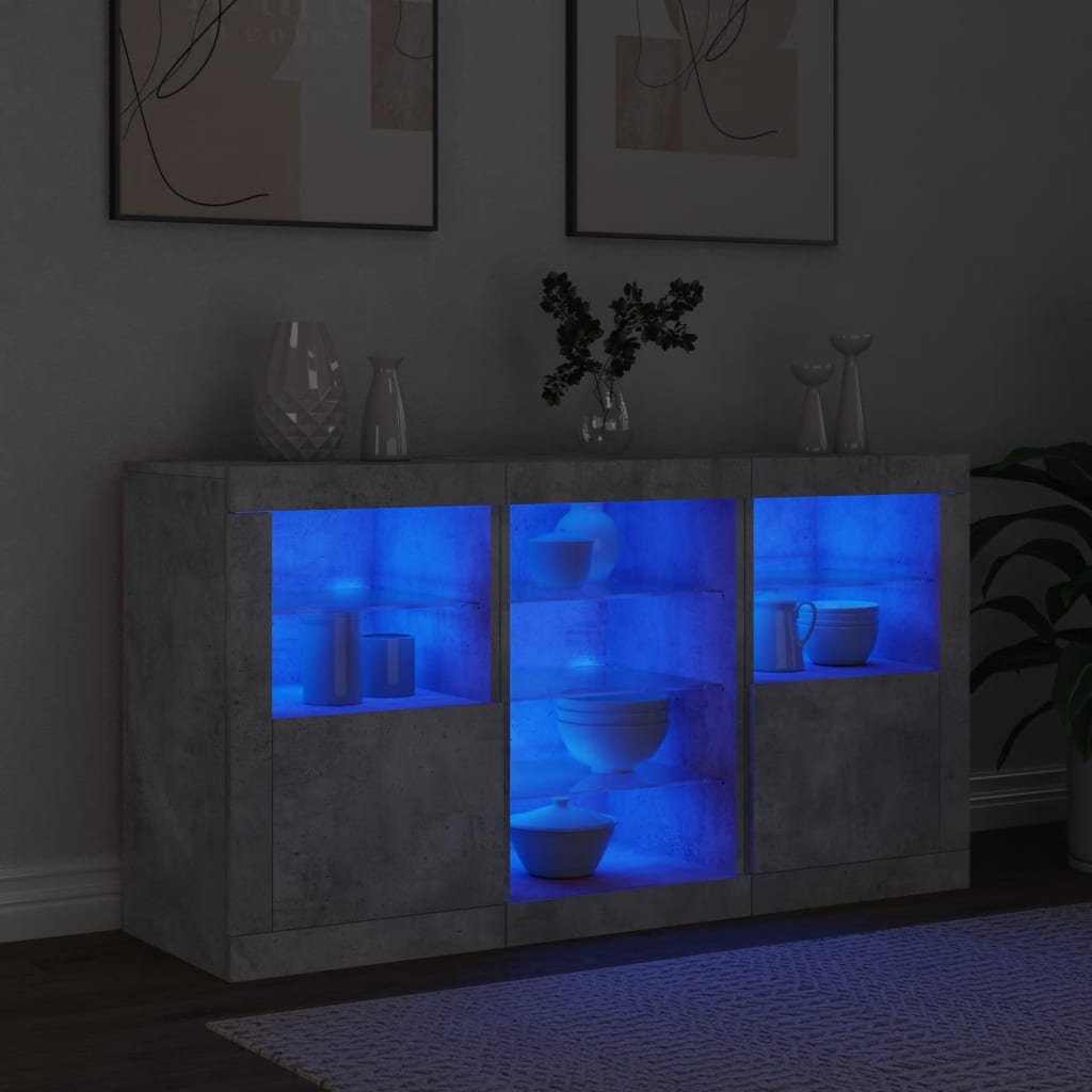 Buffet avec éclairage LED 123x37x67 cm couleur chêne sonoma