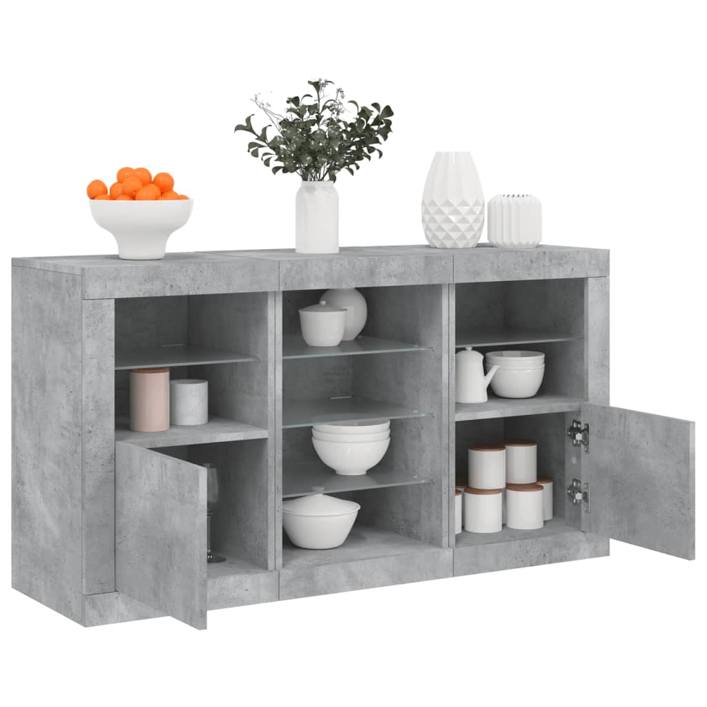 Buffet avec éclairage LED 123x37x67 cm couleur chêne