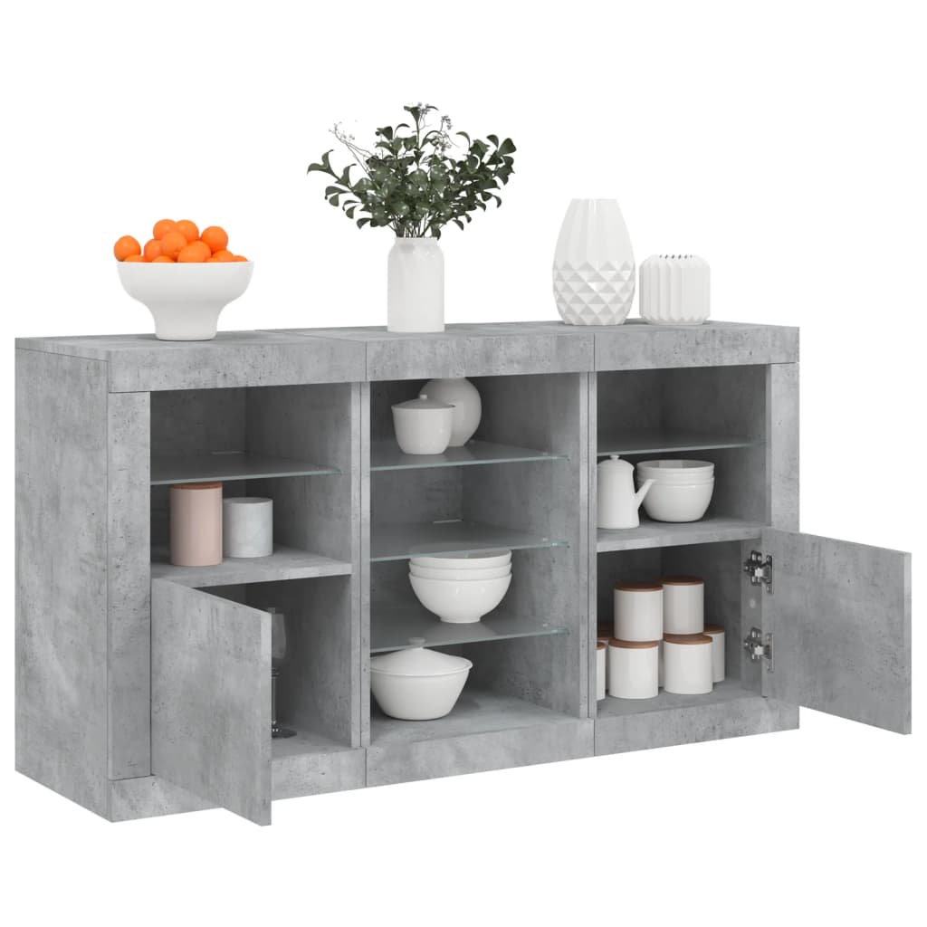 Buffet avec éclairage LED 123x37x67 cm couleur chêne sonoma