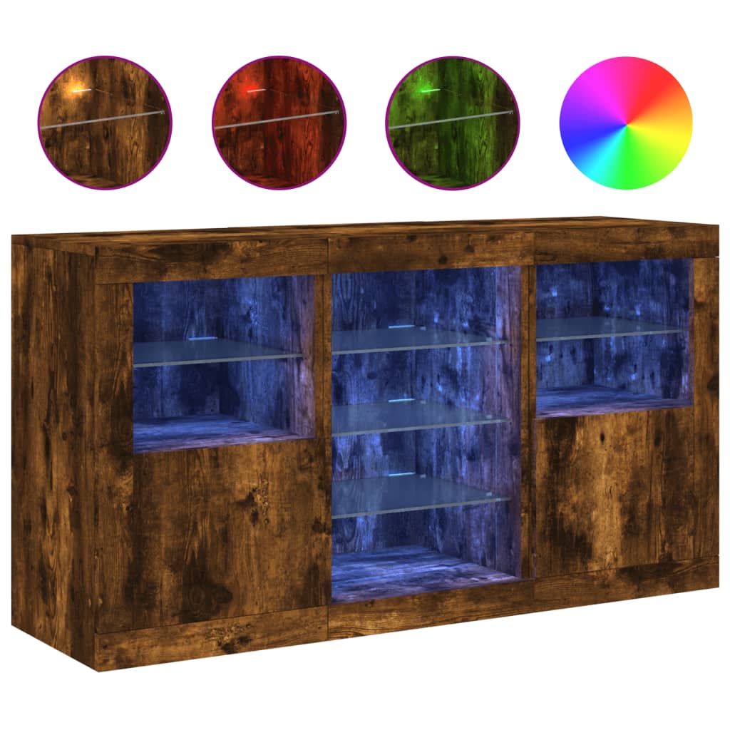 Buffet avec éclairage LED 123x37x67 cm couleur chêne