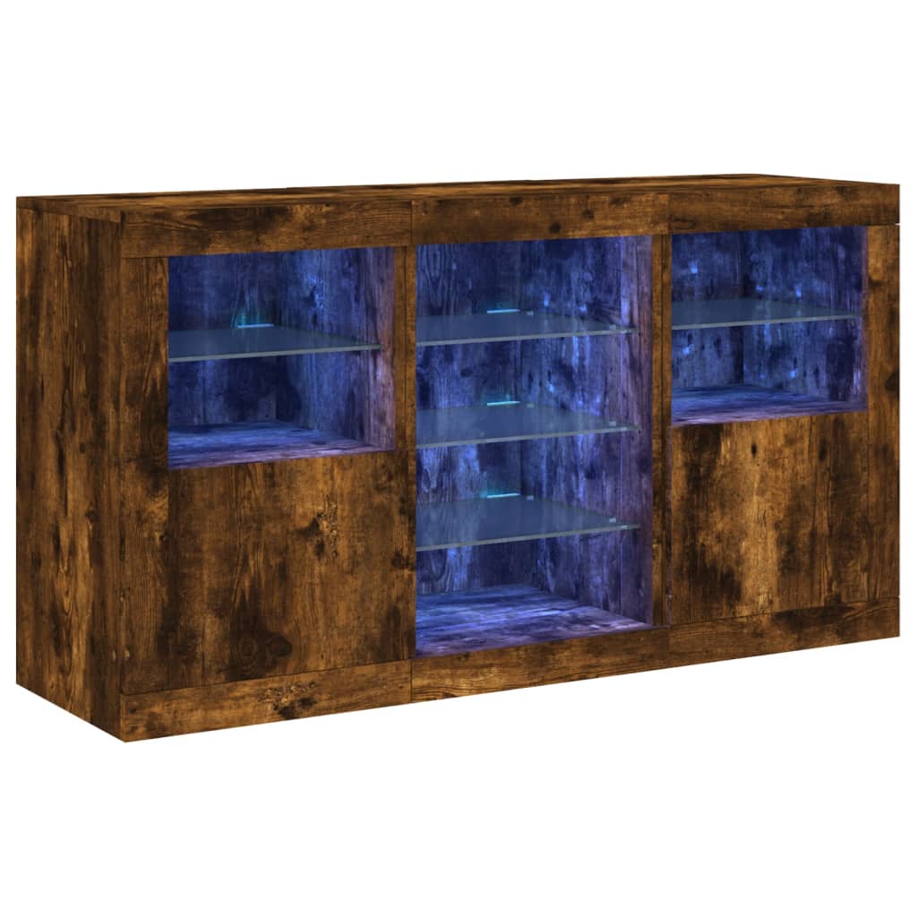 Buffet avec éclairage LED 123x37x67 cm couleur chêne sonoma