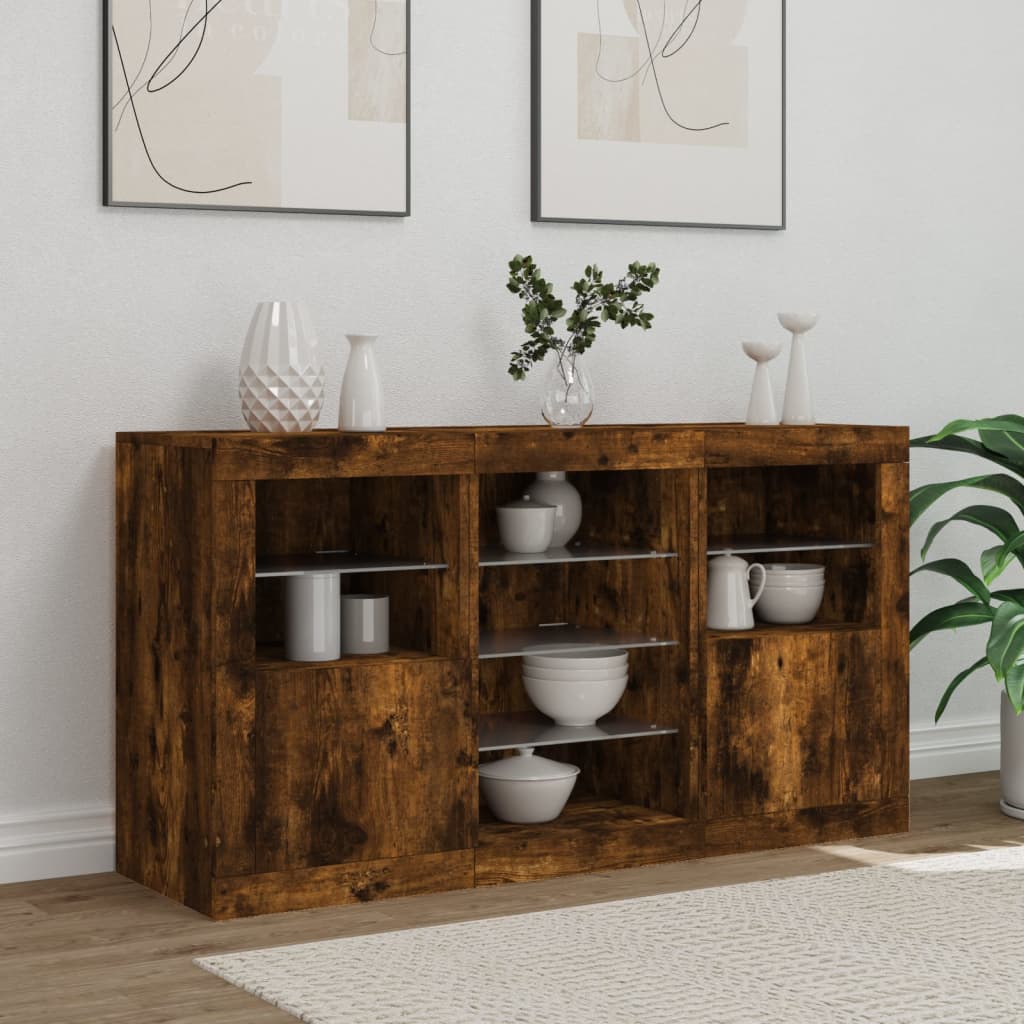 Buffet avec éclairage LED 123x37x67 cm couleur chêne sonoma