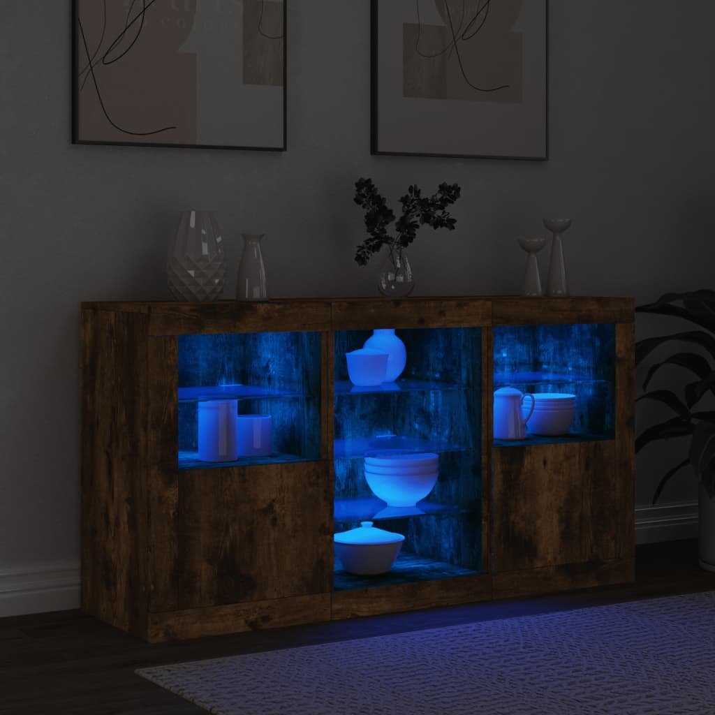 Buffet avec éclairage LED 123x37x67 cm couleur chêne