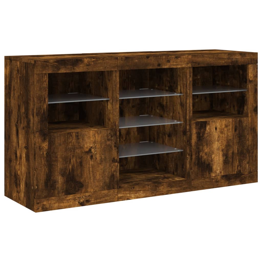 Buffet avec éclairage LED 123x37x67 cm couleur chêne sonoma