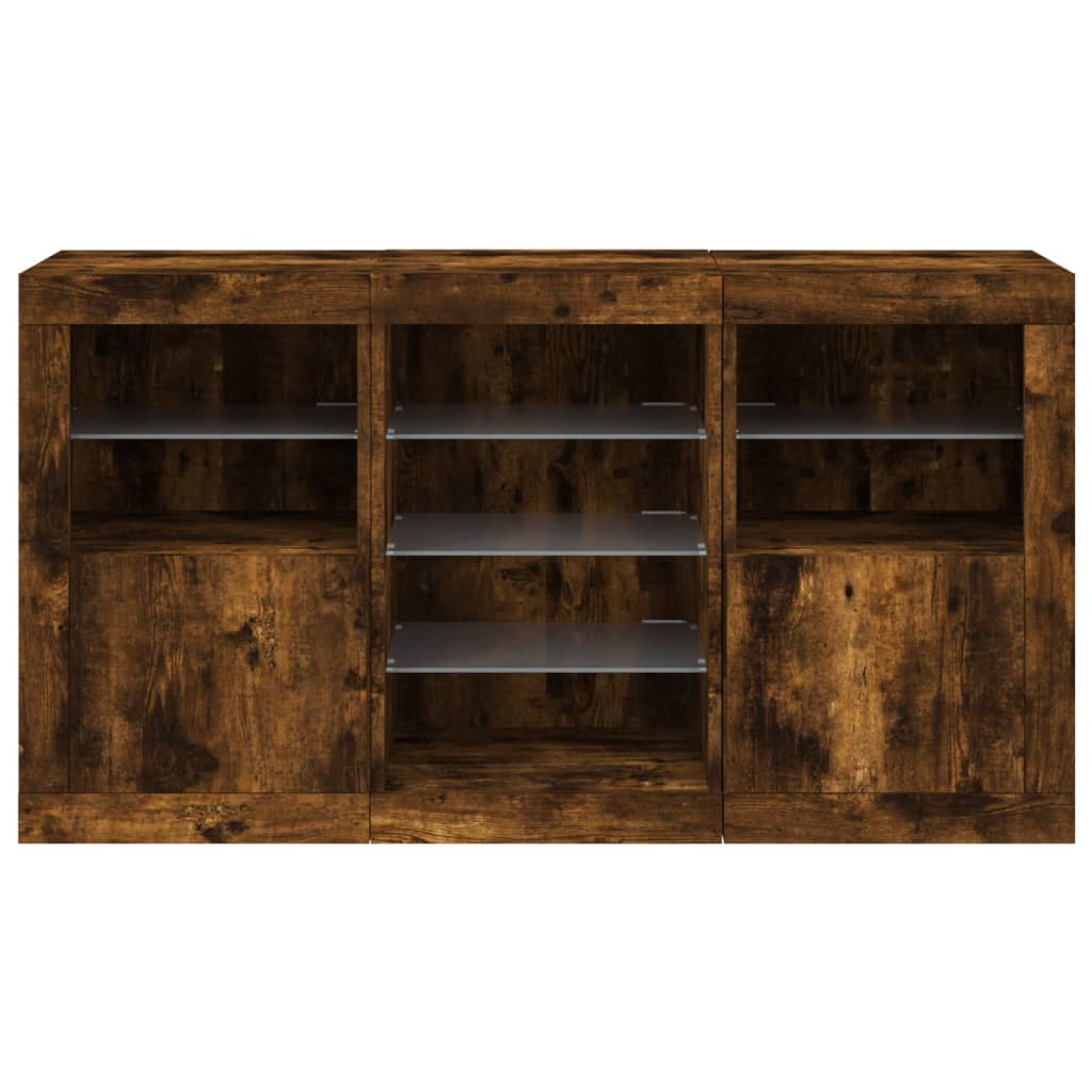 Buffet avec éclairage LED 123x37x67 cm couleur chêne sonoma