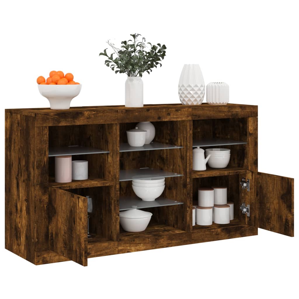 Buffet avec éclairage LED 123x37x67 cm couleur chêne