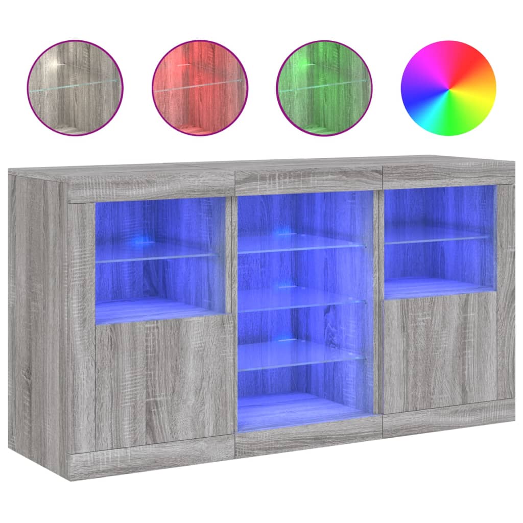 Buffet avec éclairage LED 123x37x67 cm couleur chêne