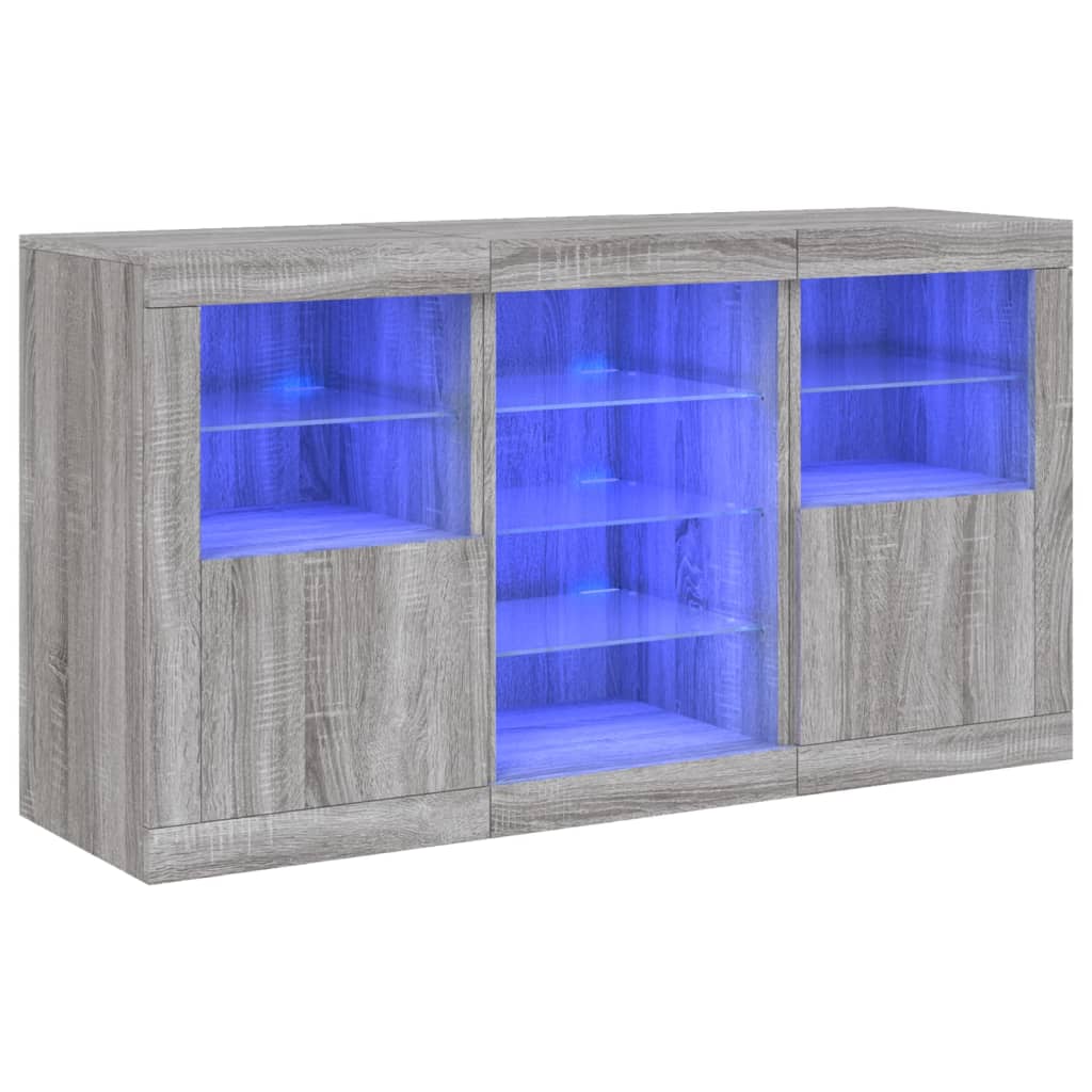 Buffet avec éclairage LED 123x37x67 cm couleur chêne sonoma