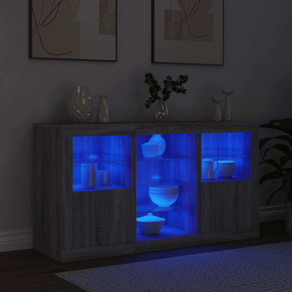 Buffet avec éclairage LED 123x37x67 cm couleur chêne