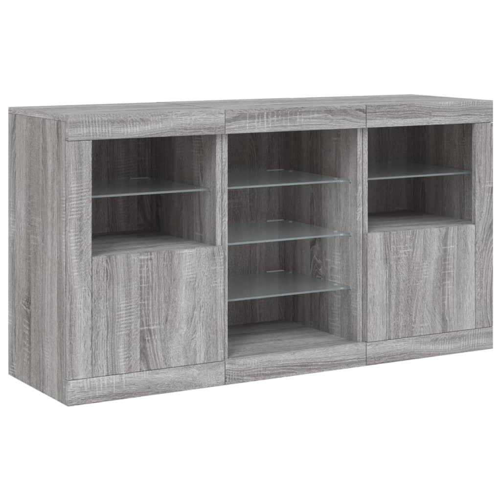 Buffet avec éclairage LED 123x37x67 cm couleur chêne sonoma