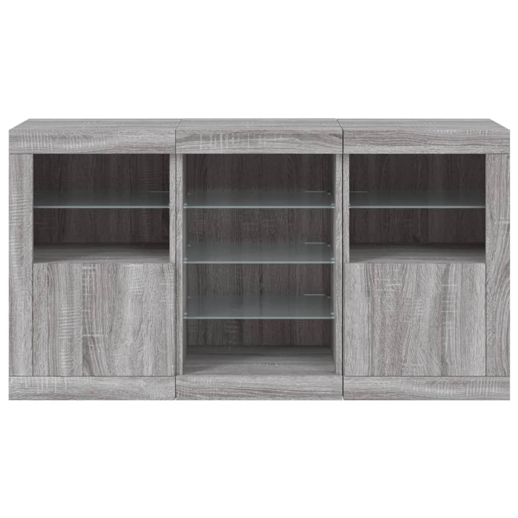 Buffet avec éclairage LED 123x37x67 cm couleur chêne sonoma