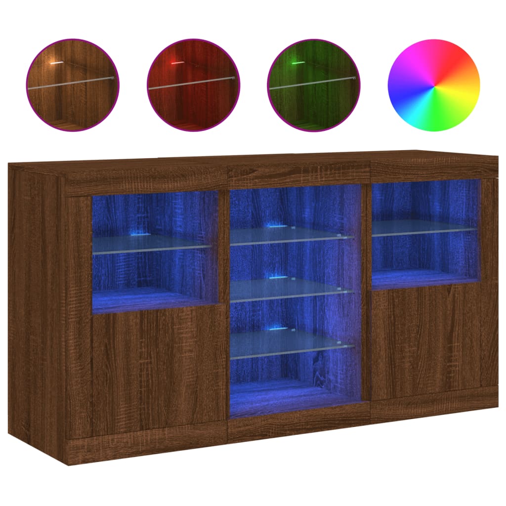 Buffet avec éclairage LED 123x37x67 cm couleur chêne