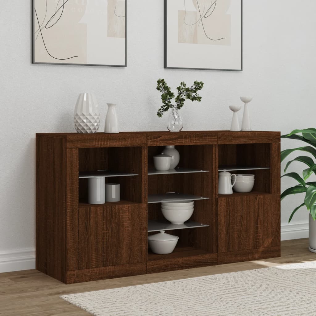 Buffet avec éclairage LED 123x37x67 cm couleur chêne