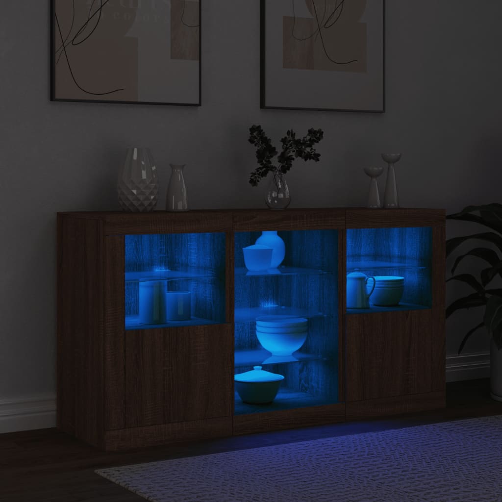 Buffet avec éclairage LED 123x37x67 cm couleur chêne