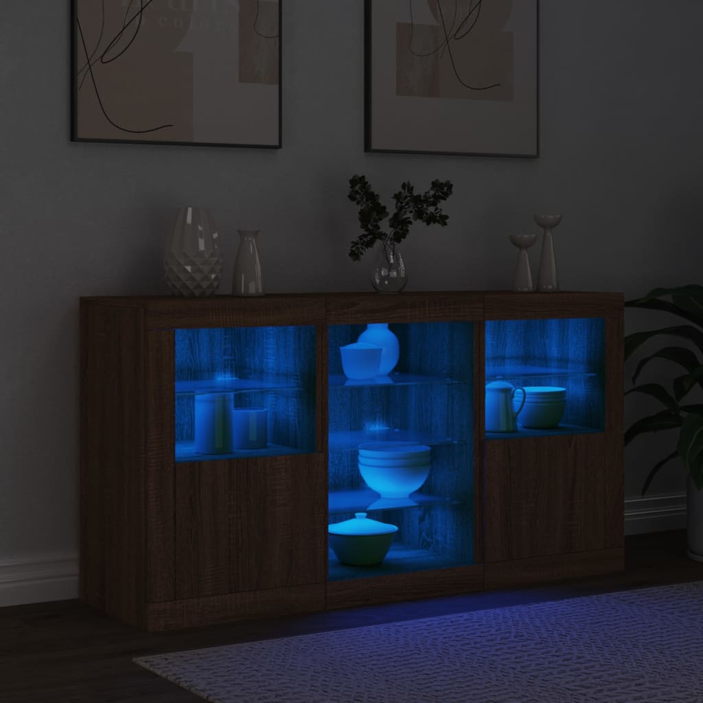 Buffet avec éclairage LED 123x37x67 cm couleur chêne sonoma