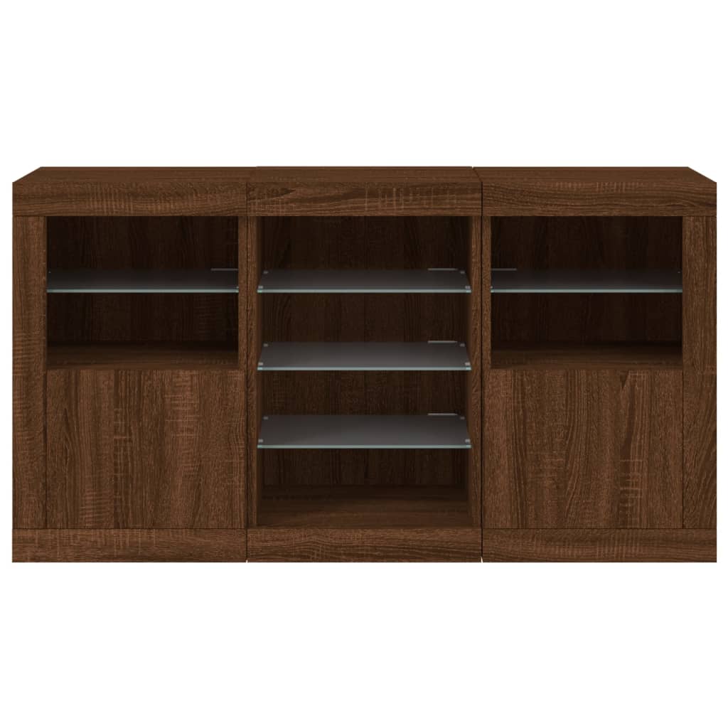 Buffet avec éclairage LED 123x37x67 cm couleur chêne sonoma