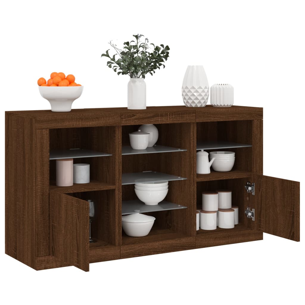 Buffet avec éclairage LED 123x37x67 cm couleur chêne