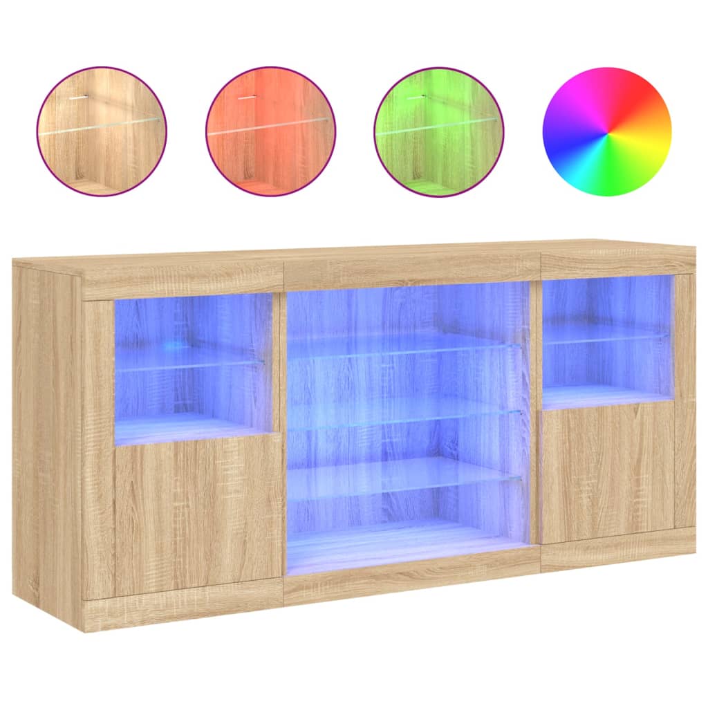 Buffet avec éclairage LED 142,5x37x67 cm