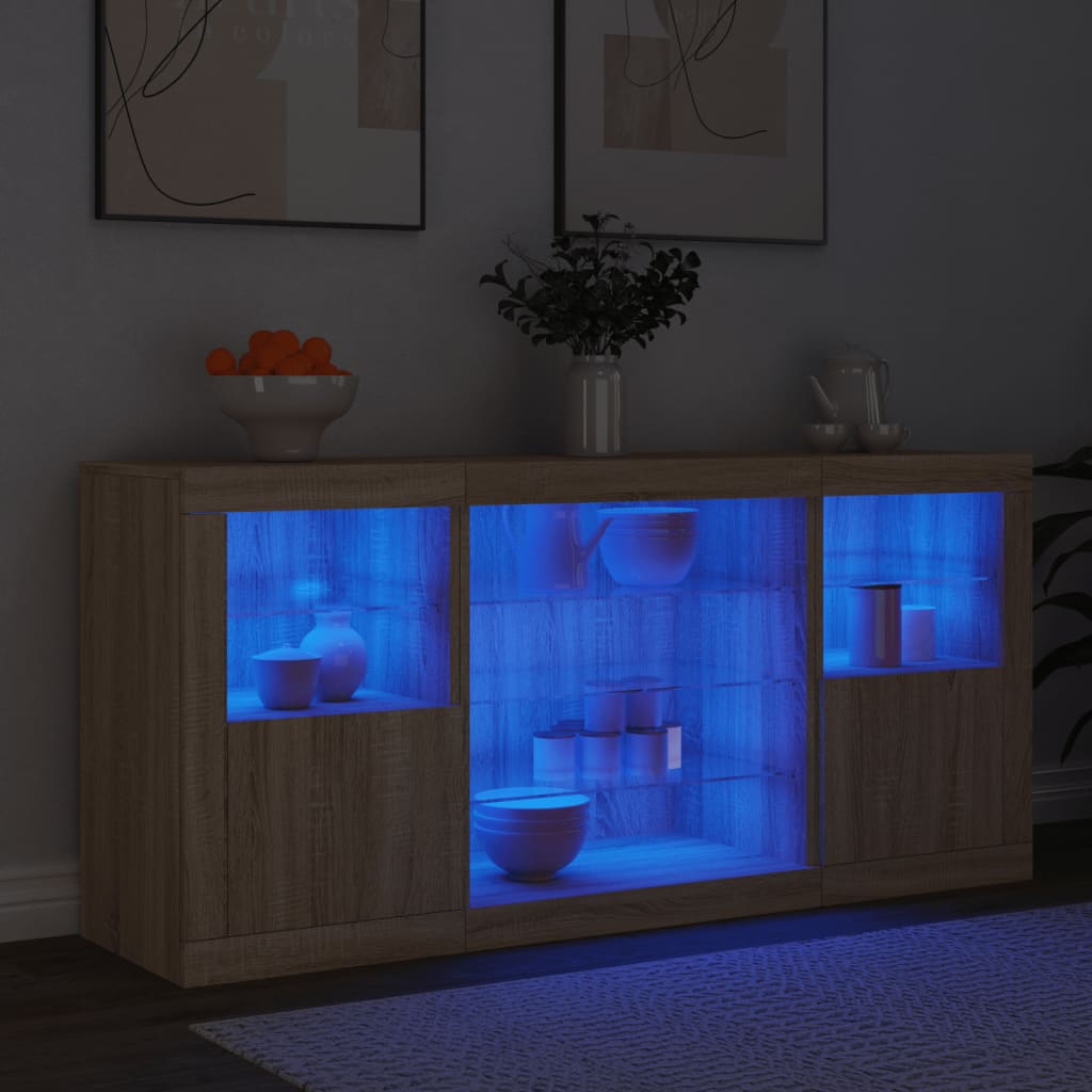 Buffet avec éclairage LED 142,5x37x67 cm