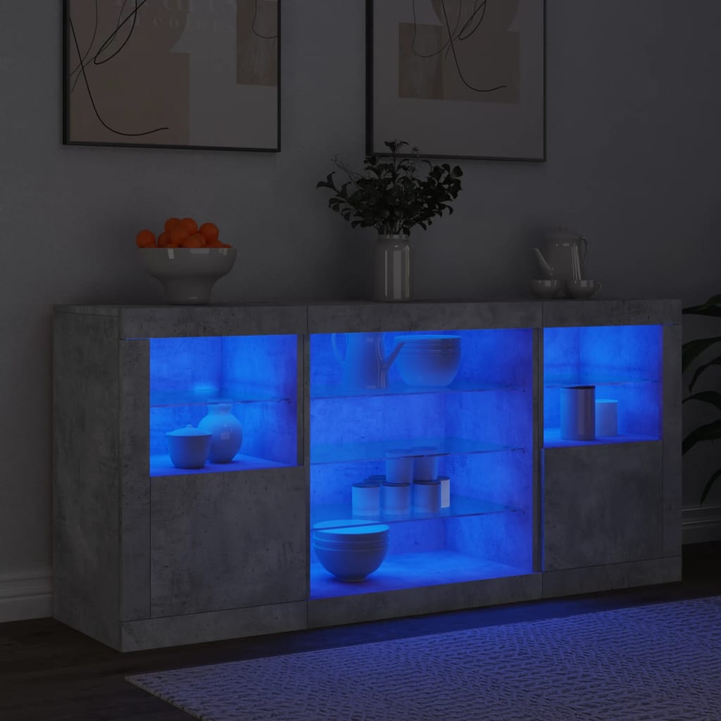 Dressoir met LED-verlichting 142,5x37x67 cm