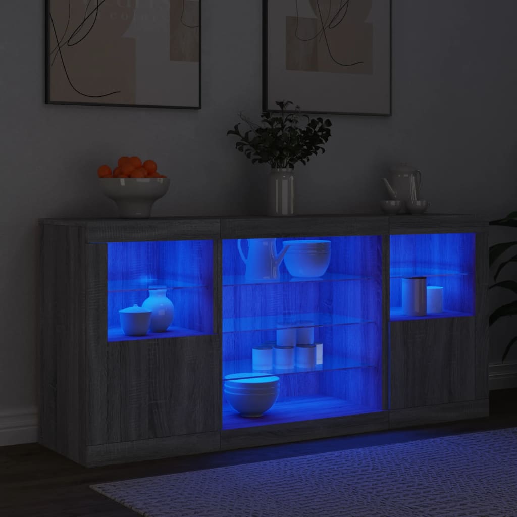 Dressoir met LED-verlichting 142,5x37x67 cm