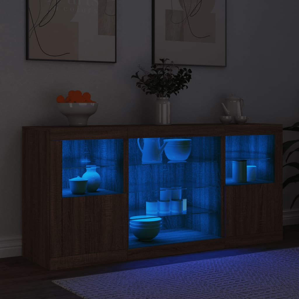 Dressoir met LED-verlichting 142,5x37x67 cm