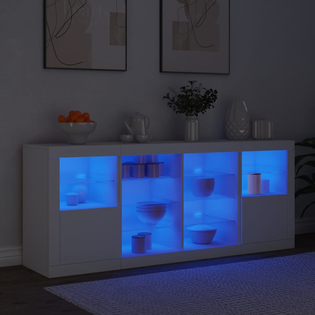 Buffet avec éclairage LED 163x37x67 cm couleur chêne