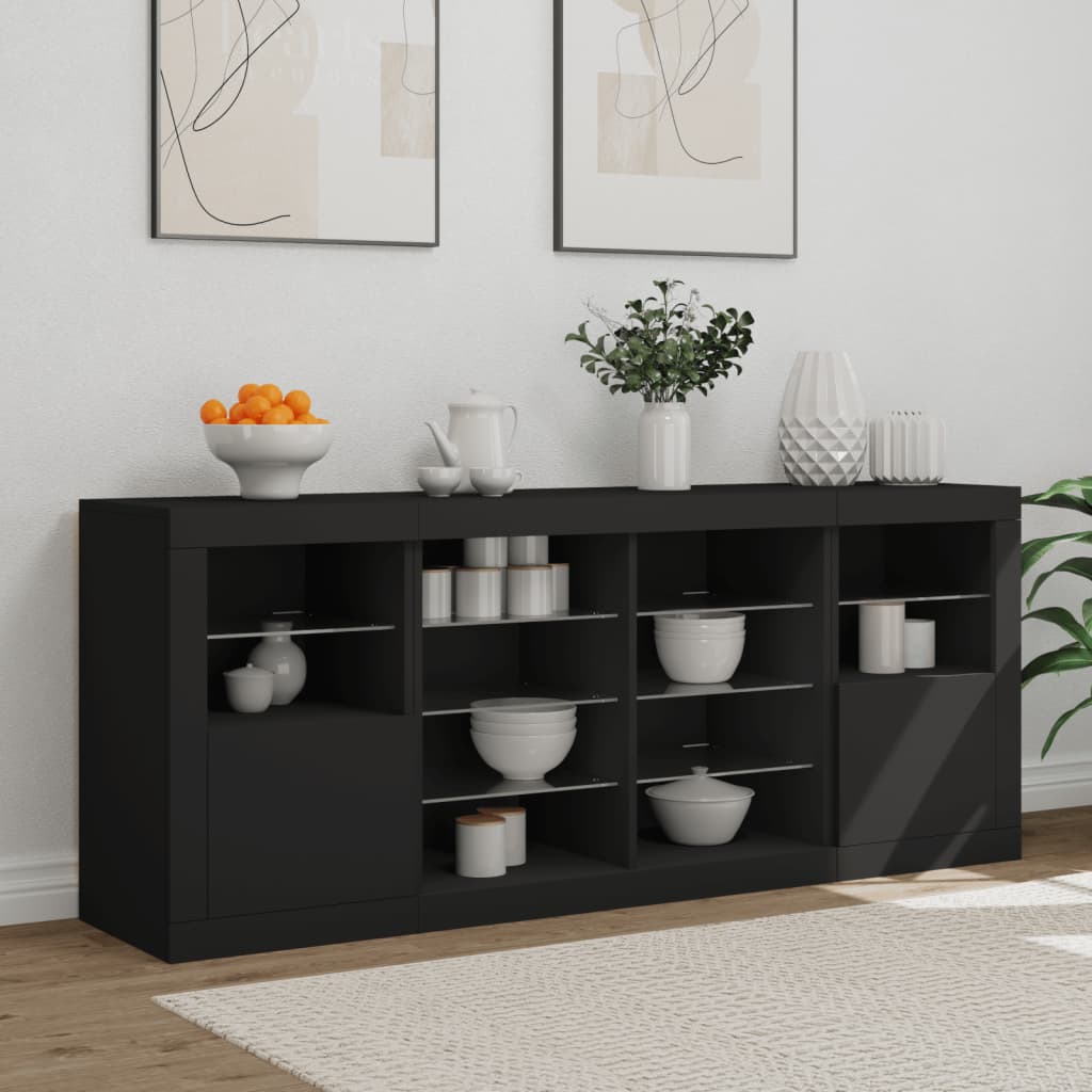 Buffet avec éclairage LED 163x37x67 cm