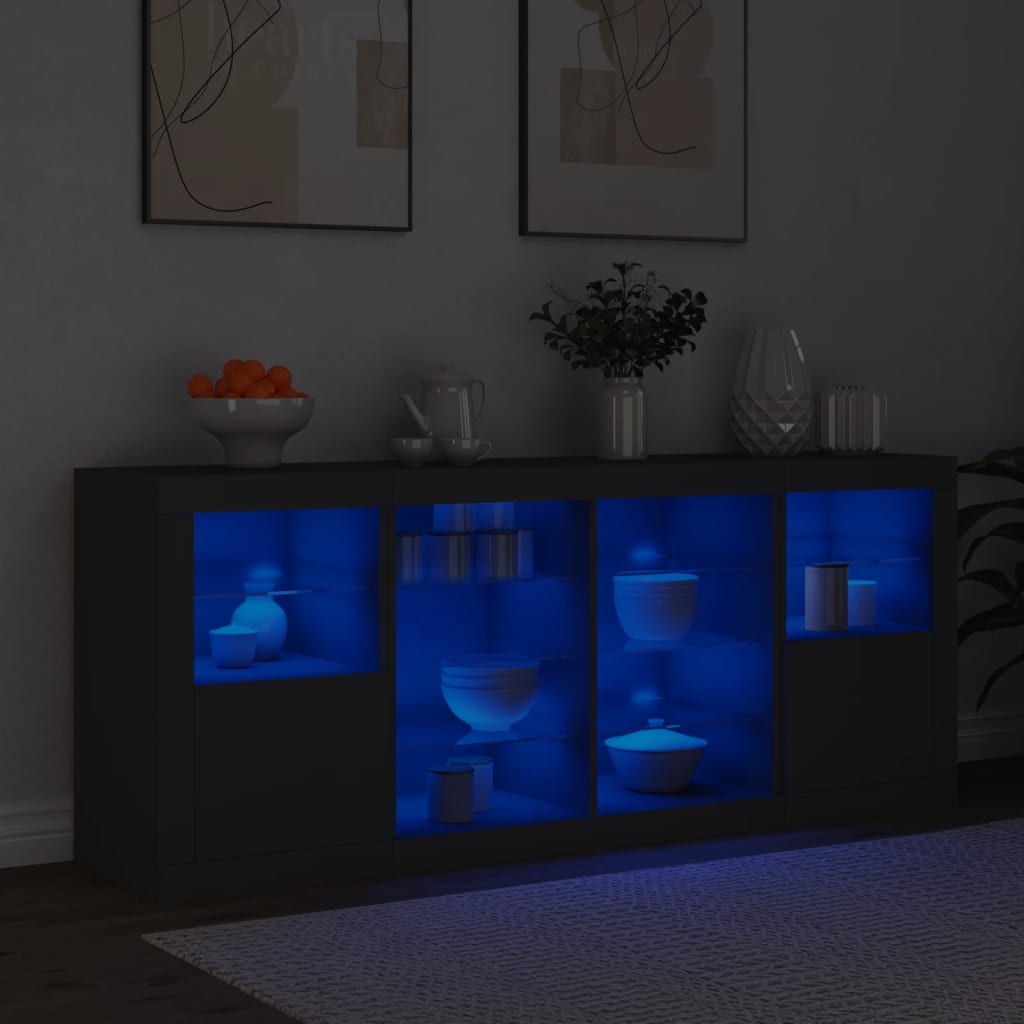 Buffet avec éclairage LED 163x37x67 cm couleur chêne