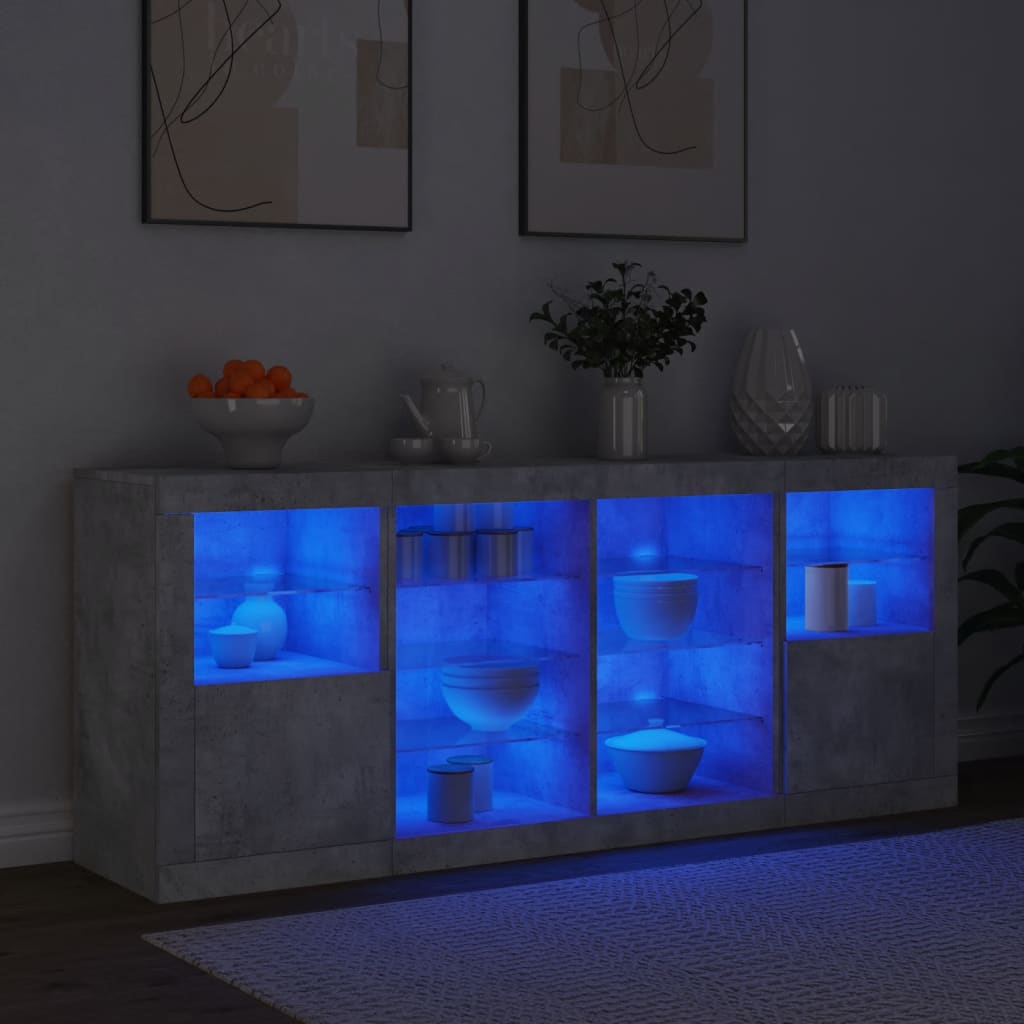 Buffet avec éclairage LED 163x37x67 cm couleur chêne