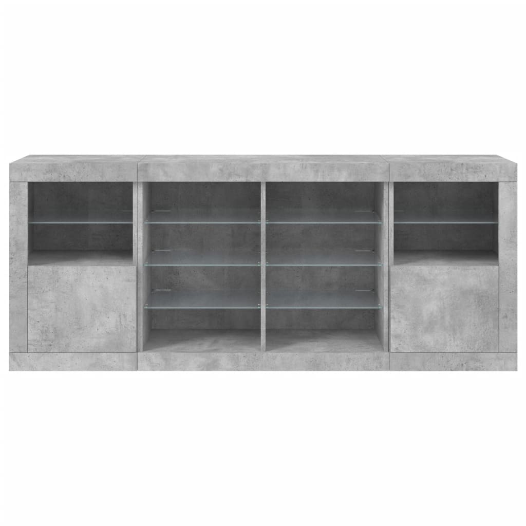 Buffet avec éclairage LED 163x37x67 cm couleur chêne