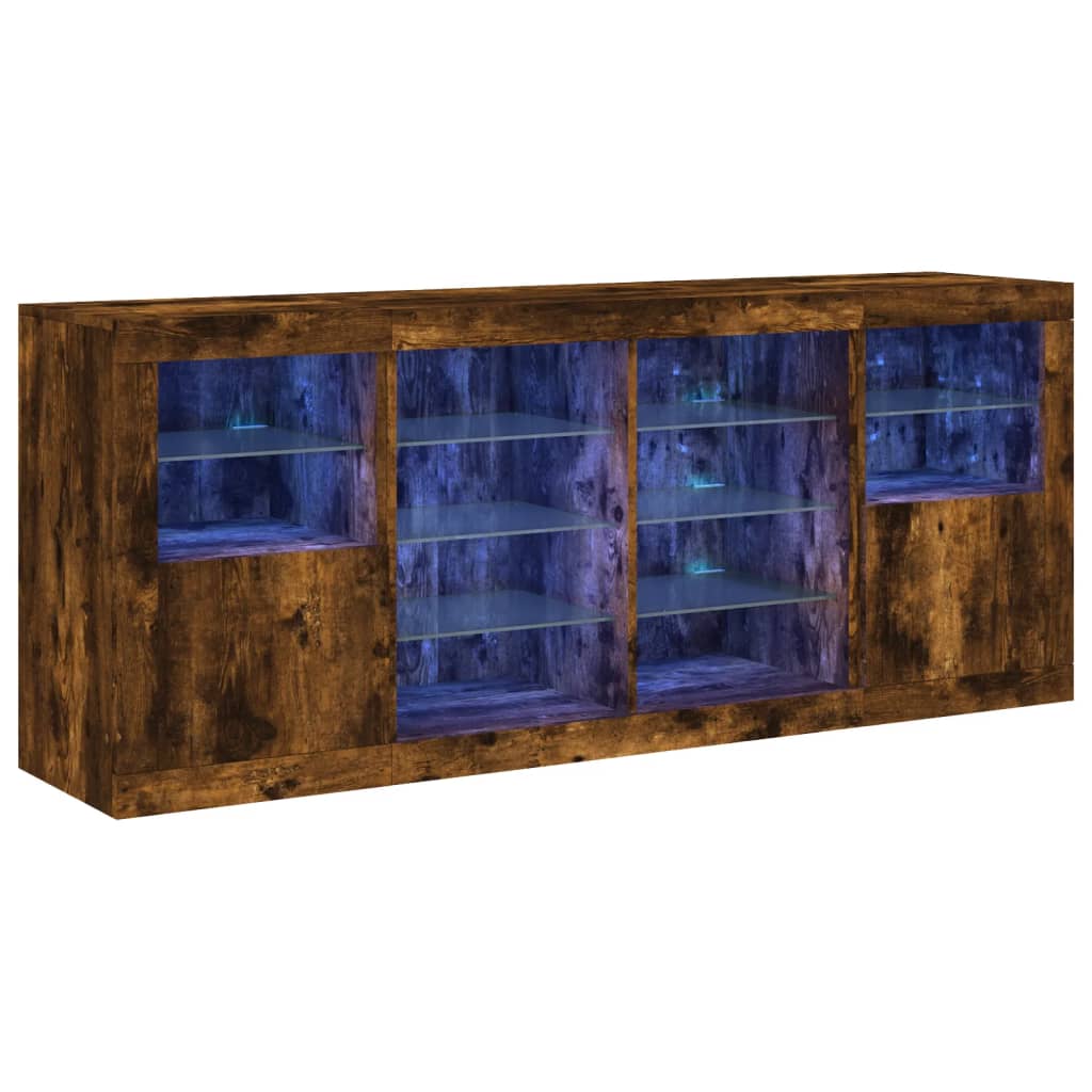 Buffet avec éclairage LED 163x37x67 cm couleur chêne