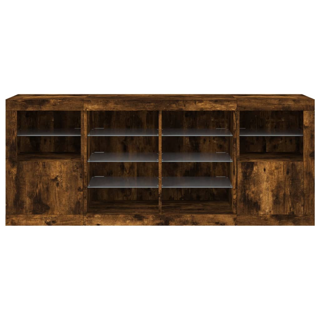 Buffet avec éclairage LED 163x37x67 cm couleur chêne