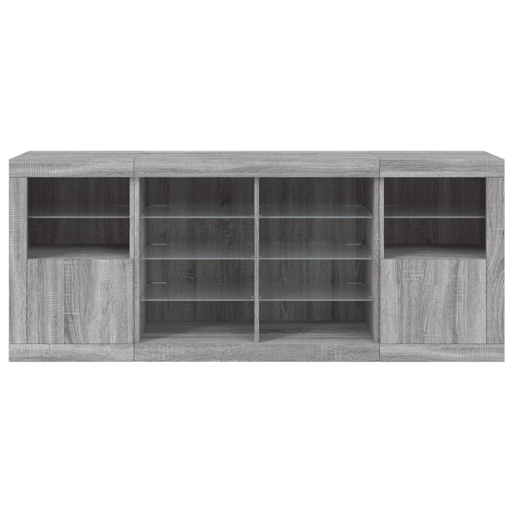 Buffet avec éclairage LED 163x37x67 cm couleur chêne