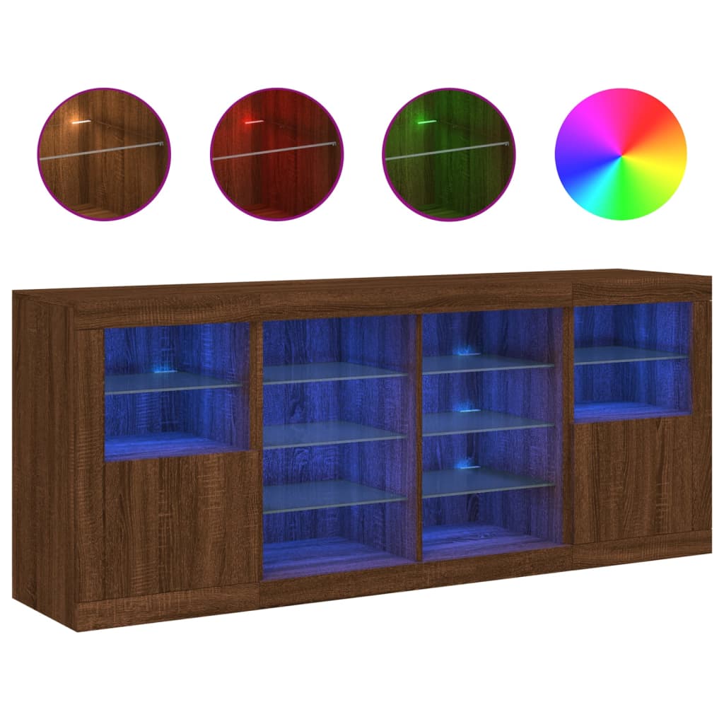 Buffet avec éclairage LED 163x37x67 cm couleur chêne