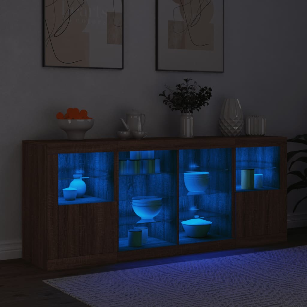 Buffet avec éclairage LED 163x37x67 cm couleur chêne