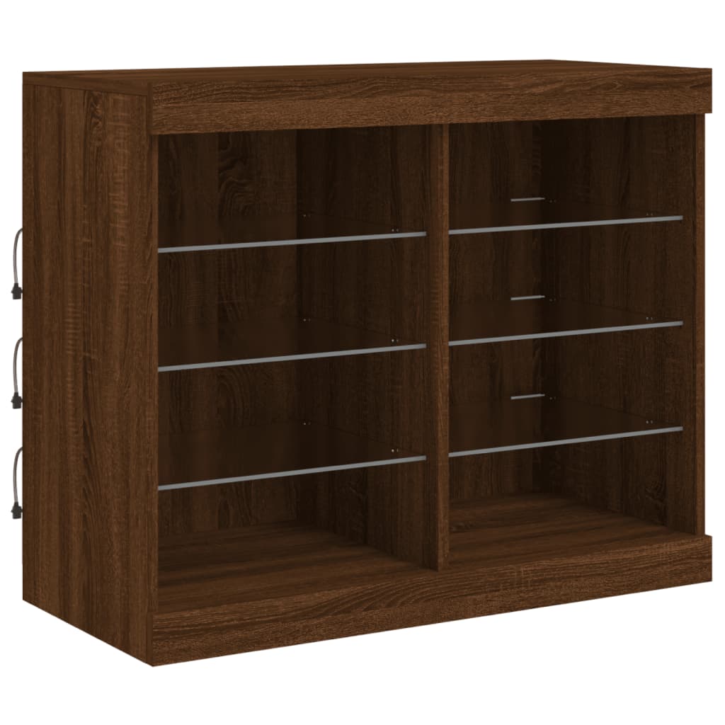 Dressoir met LED-verlichting 163x37x67 cm eikenkleurig