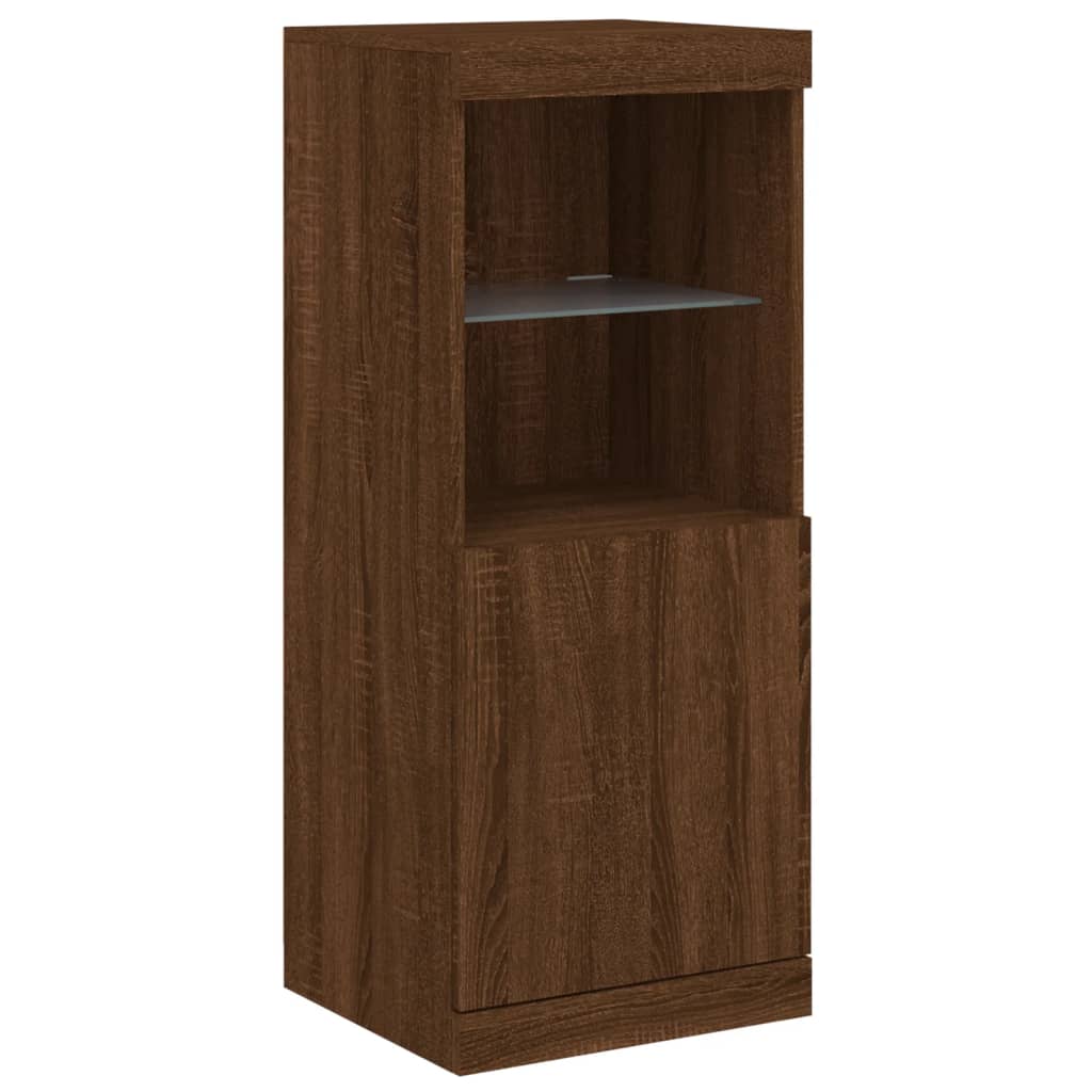 Buffets avec éclairage LED 3 pcs en bois travaillé.