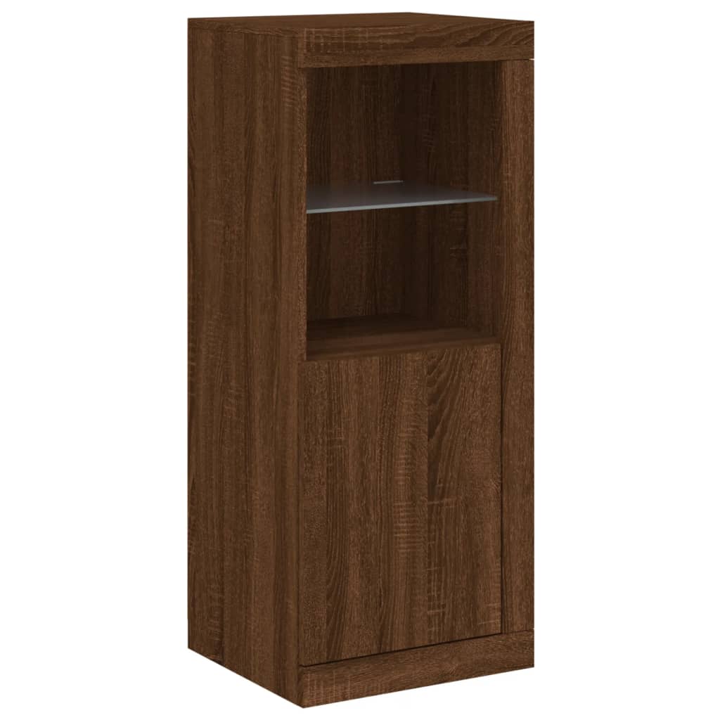 Buffets avec éclairage LED, 3 pièces de bois fini, couleur chêne brun