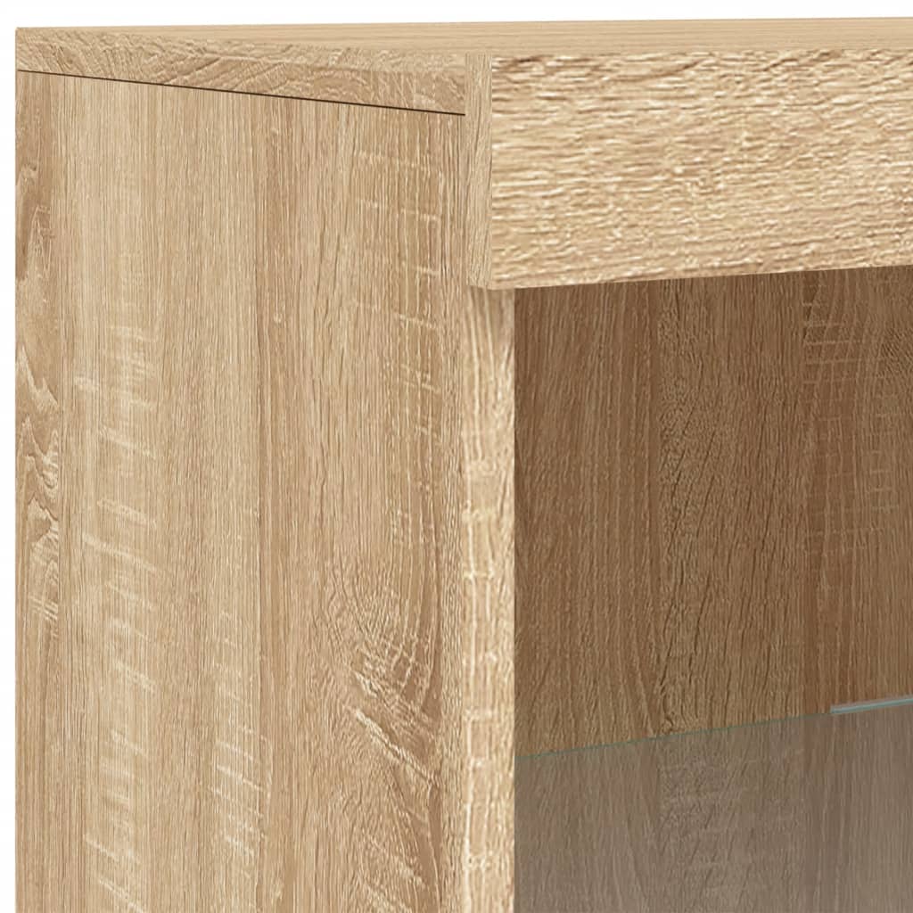 Buffets avec éclairage LED 3 pcs en bois travaillé.