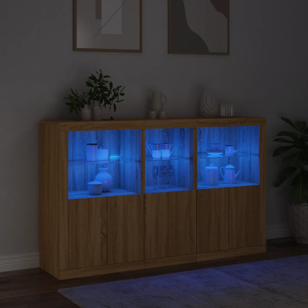 Buffet avec éclairage LED 162x37x100 cm