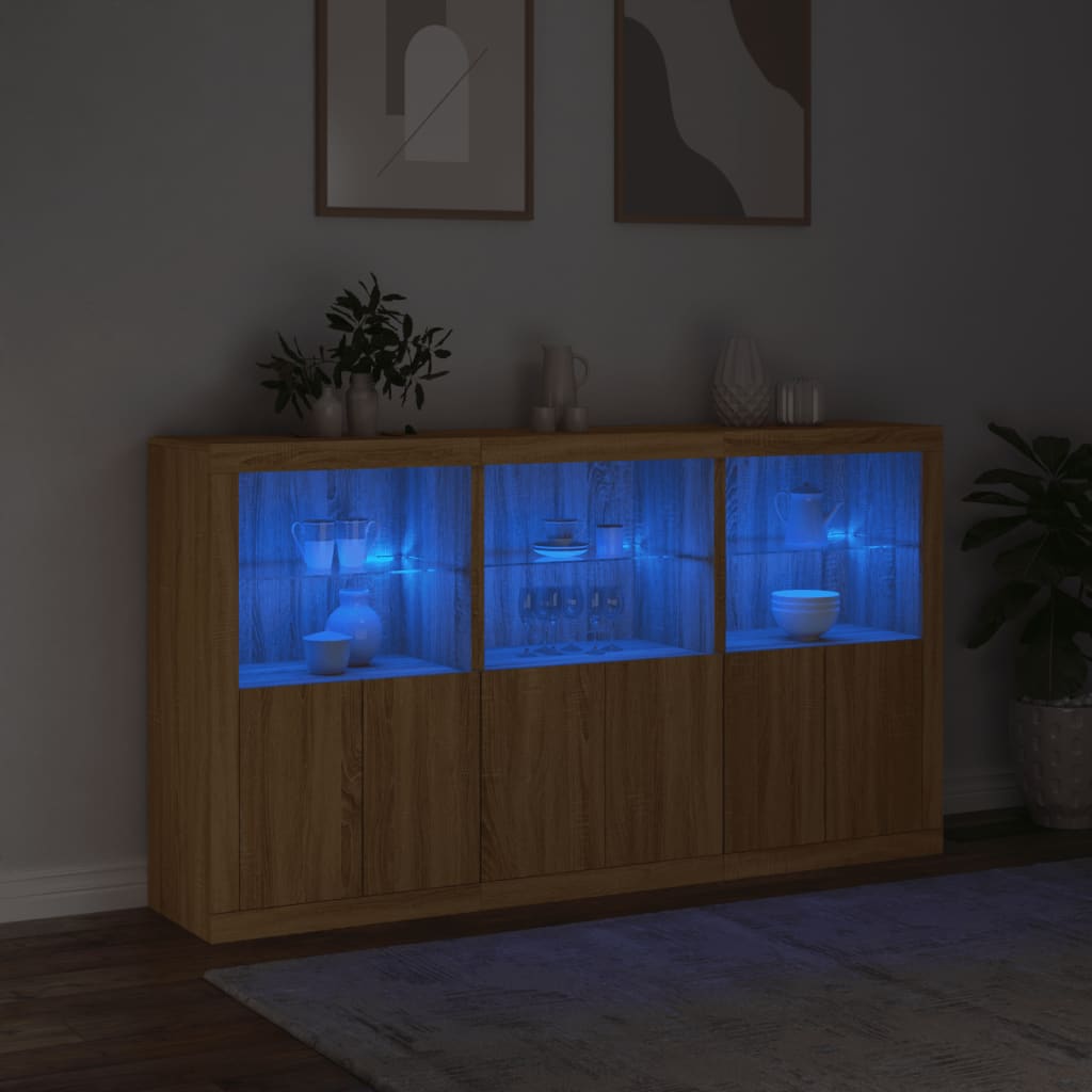 Dressoir met LED-verlichting 181,5x37x100 cm