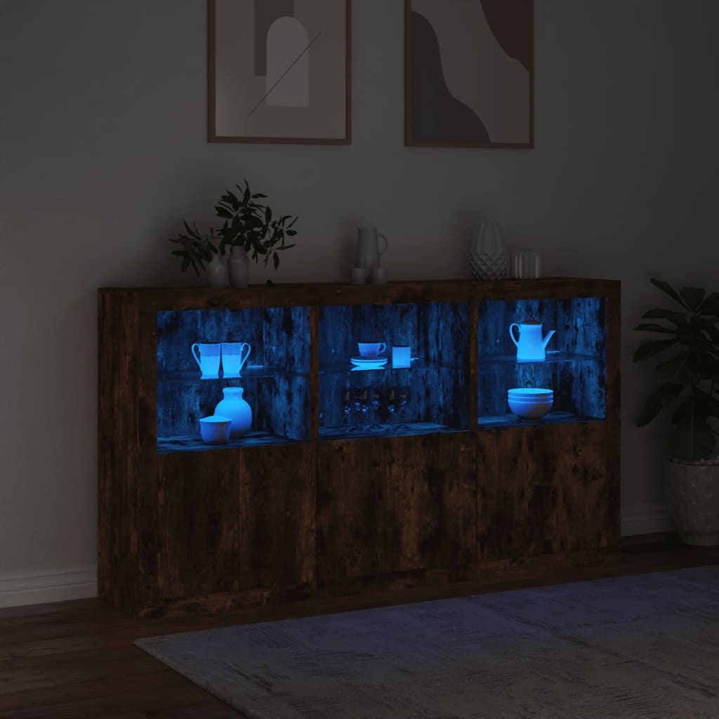 Dressoir met LED-verlichting 181,5x37x100 cm