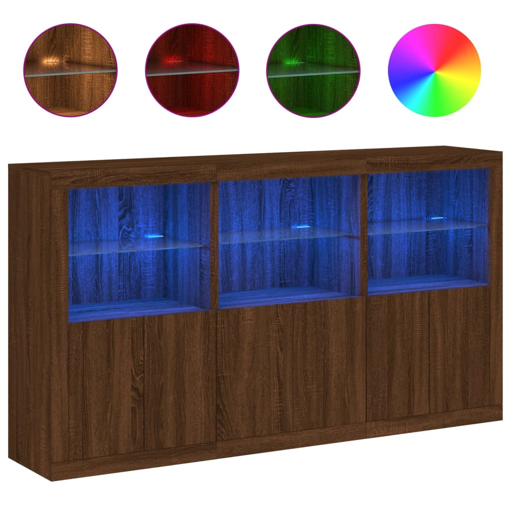 Dressoir met LED-verlichting 181,5x37x100 cm