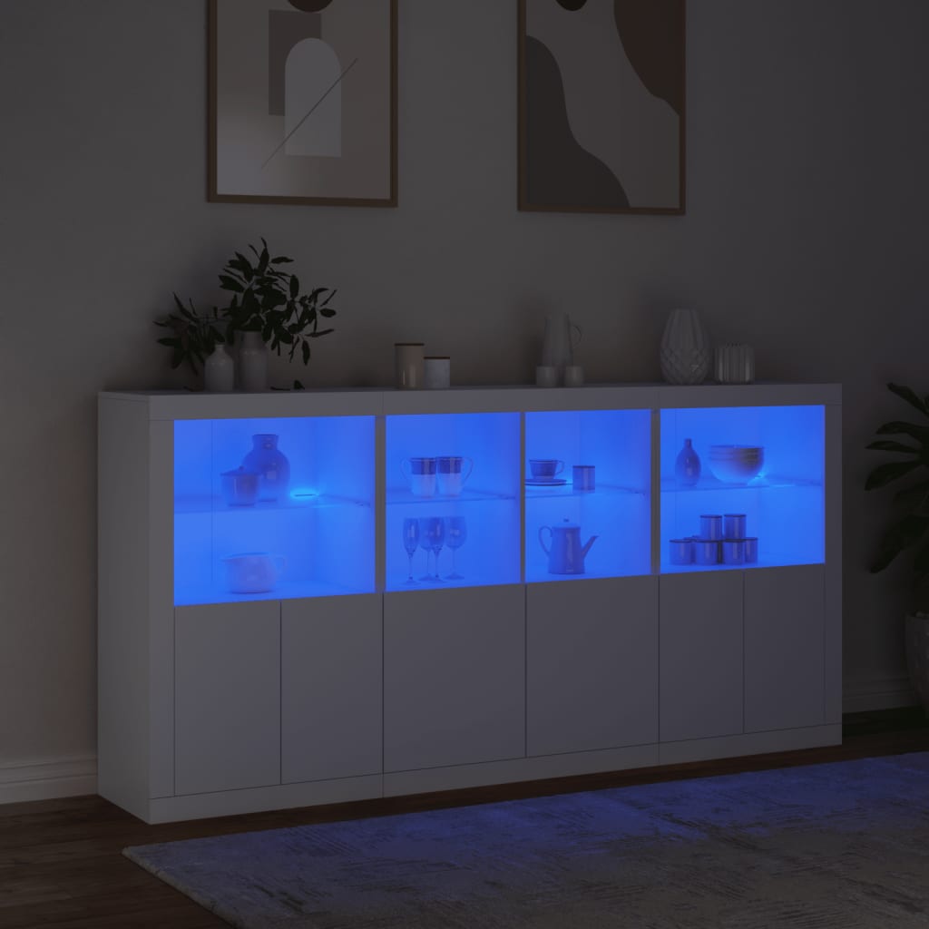 Buffet avec éclairage LED 202x37x100 cm couleur chêne